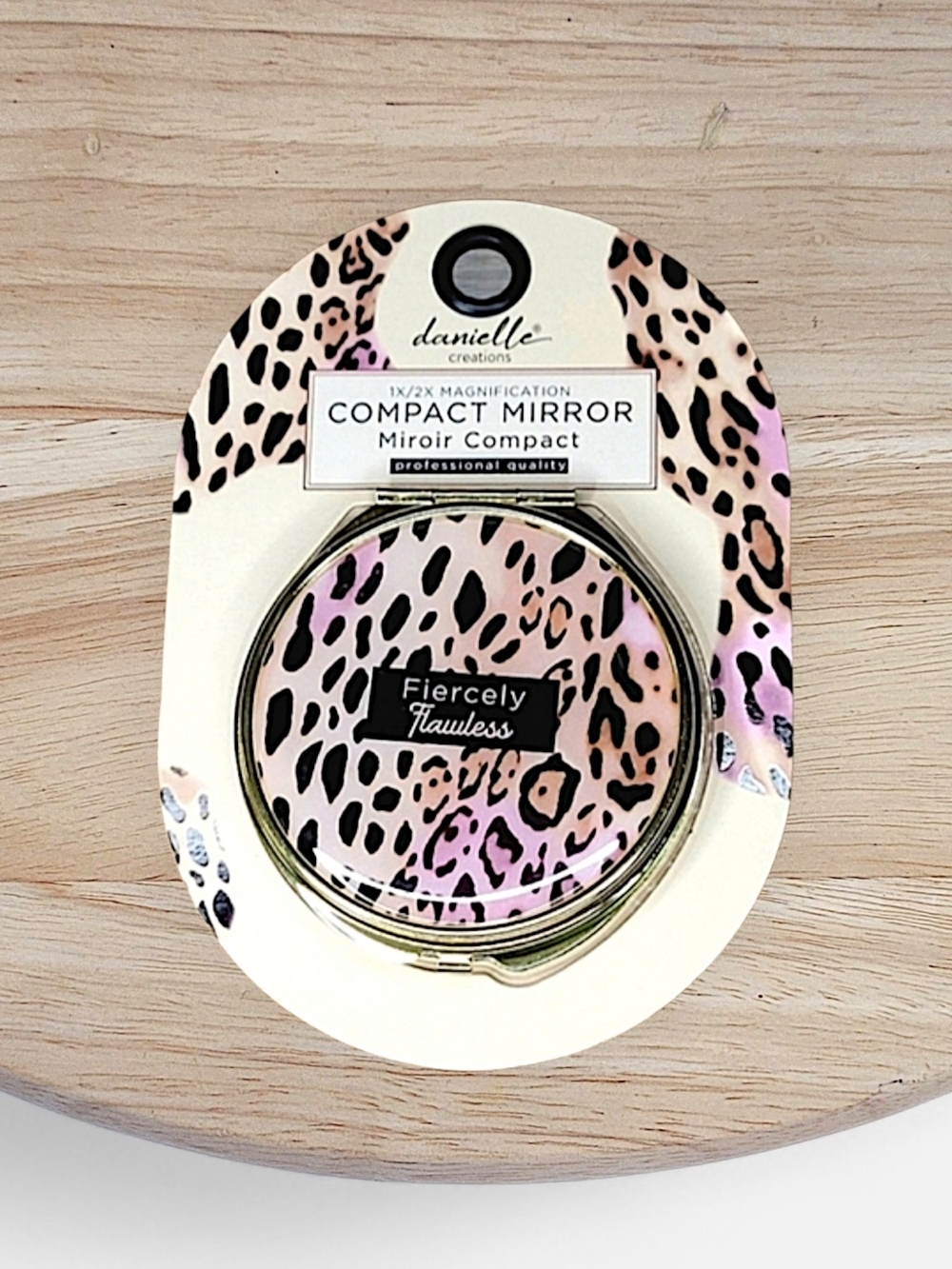 Danielle Creations Fiercely Flawless Pink Leopard Compact Mirror